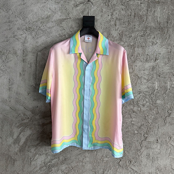 casablanca printed silk short sleeve shirt